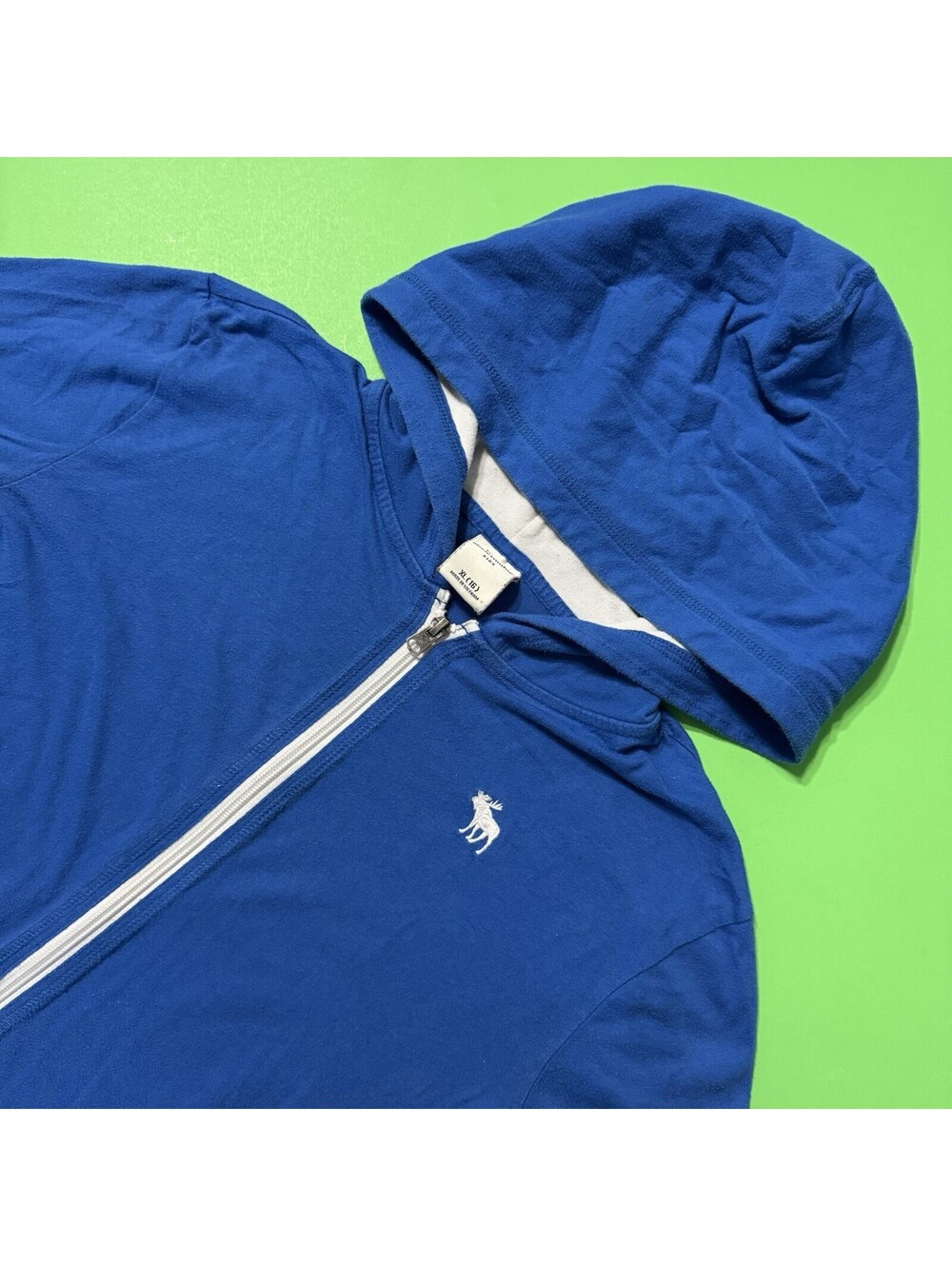 Abercrombie 2012 Blue Zip Up Hoodie Moose Logo Thin Lightweight Jacket Kids XL